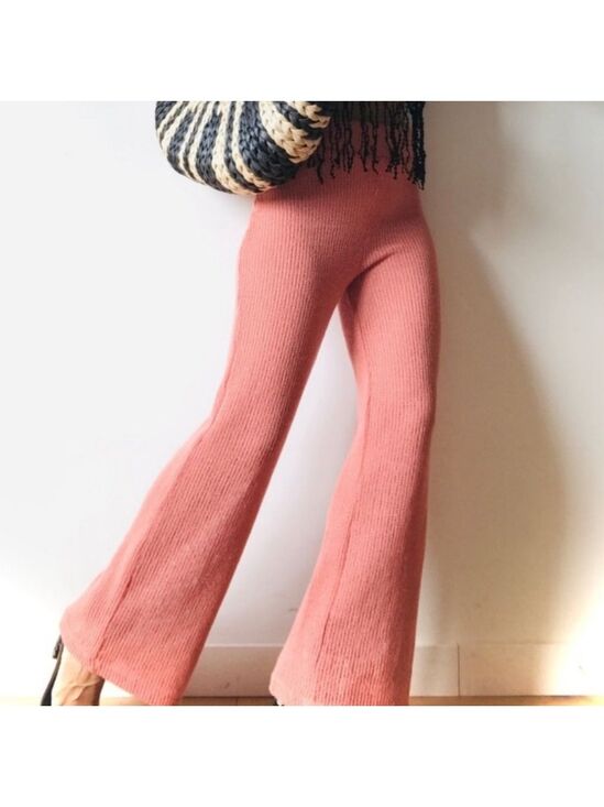 Free People Pants - NWT Free People Summer Nights Wide Leg Sweater Knit Pants Rose Coral, Size M